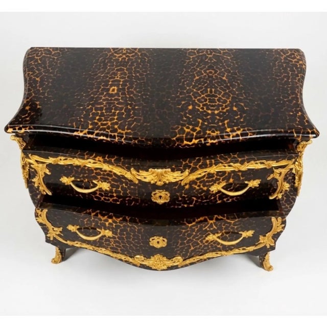 Leopard Print Real Solid Wood Table 2 drawers dove tailed and bronze ormolu Width 50" x Depth 25" x Height 35" free shipping