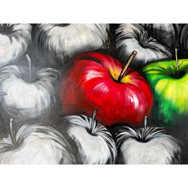 Modern Maritza Still Life Apples Acrylic on Canvas Painting, Framed For Sale - Image 10 of 12