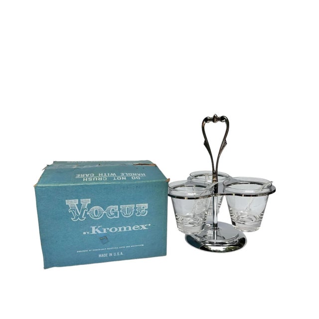 Vintage serving carousel. Excellent condition with original box Vogue by Kromex 3 glass bowls with the 3 plastic serving...