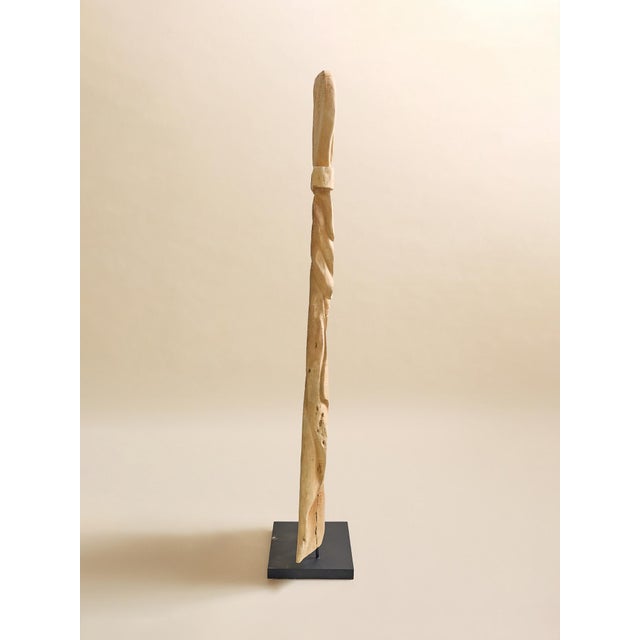 Mid-Century Modern The Vintage Monumental Carved Curly Maple Drapery Sculpture- Artist Uknown For Sale - Image 3 of 13