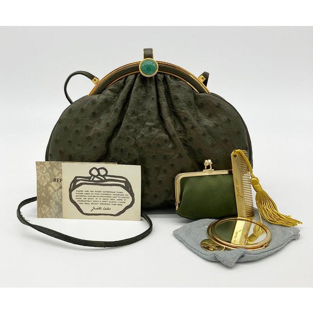 Vintage Judith Leiber Green Ostrich Clutch For Sale - Image 9 of 9