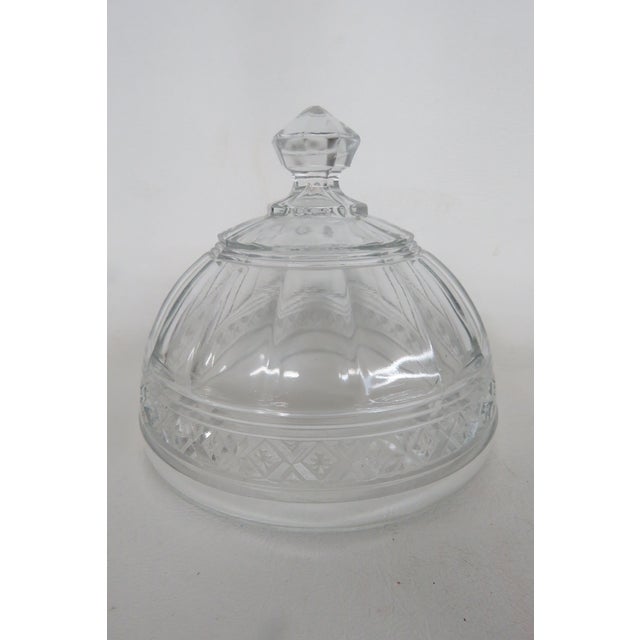 Glass Indiana Glass Round Covered Butter Star Band Dish Domed Lid Serving Bowl 4506b For Sale - Image 7 of 14
