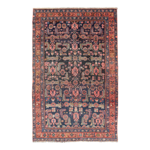 Antique Persian Bidjar Rug With Intricate Tribal Motifs and Rich Blue 4'4 X 7'2