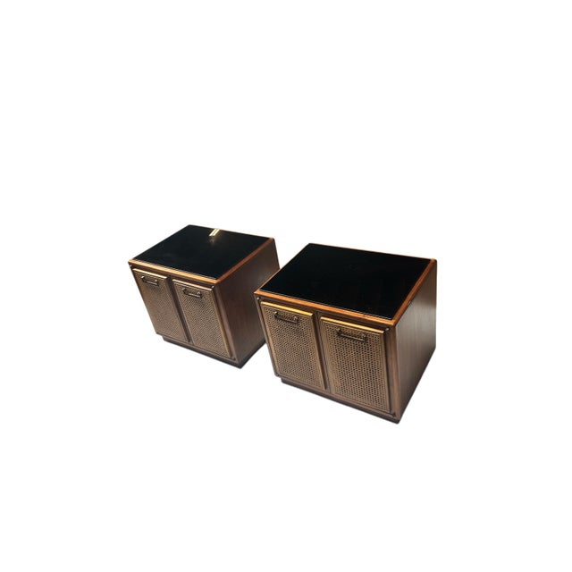 1960s Mid Century Caned Front Nightstands, A Pair For Sale - Image 9 of 10