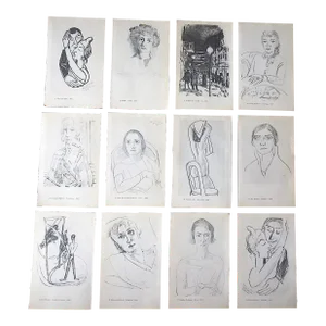 Vintage Diminutive Mid 20th Century Max Beckmann Expressionist Lithographs - Set of 12