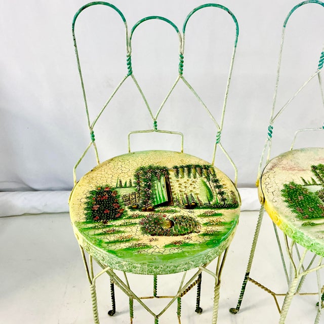 1970s Vintage Boho Chic Italian Ice Cream Cafe Indoor Outdoor Bar Stools Convertible Drinks Tables - A Pair For Sale - Image 6 of 18