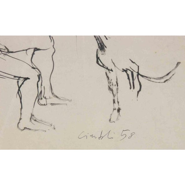 Claudio Cintoli, Sheperd, 1958, Ink Drawing, Framed For Sale - Image 4 of 5