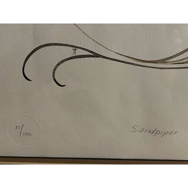 Paper Vintage Original Eddy Cobiness Water Color on Paper "Sandpiper" Signed Stamped #10/100 For Sale - Image 7 of 10