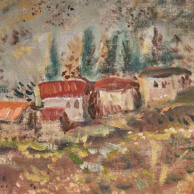 Charming Landscape with Rural Houses by A. Sgherri, 1970s