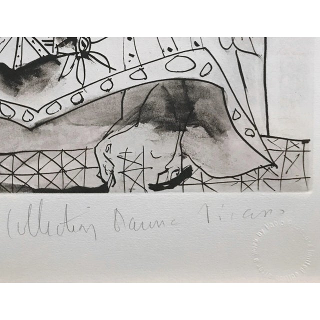 Artist: Pablo Picasso (after) Title: Chevalier En Armure, Page Et Femme Nue Medium: Lithograph on Arches paper Sheet size:...