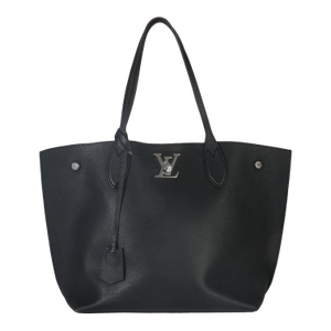 Black Grained Calfskin Lockme Cabas Tote