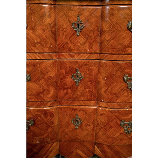 1930s French Louis XV Style Tulipwood Commode For Sale - Image 9 of 10