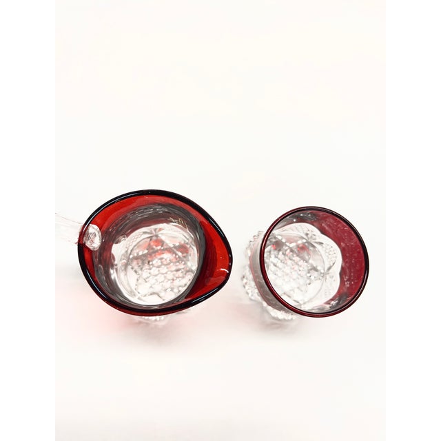 1920s Ruby Flash Creamer Sugar Set of 2 For Sale - Image 4 of 4