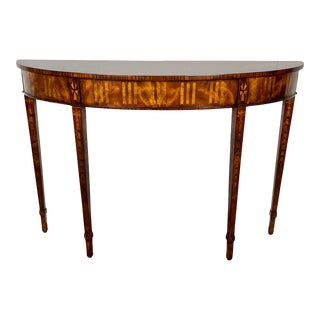 Theodore Alexander Mahogany Irish Bowfront Console Hall Table For Sale