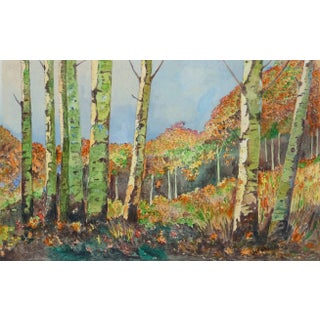 J. Rottin, Vintage Watercolor Landscape - Birch Grove For Sale
