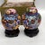 This is a charming pair of vintage cloisonné enamel lidded jars, attributed to the "export creation" period of the mid-to-...