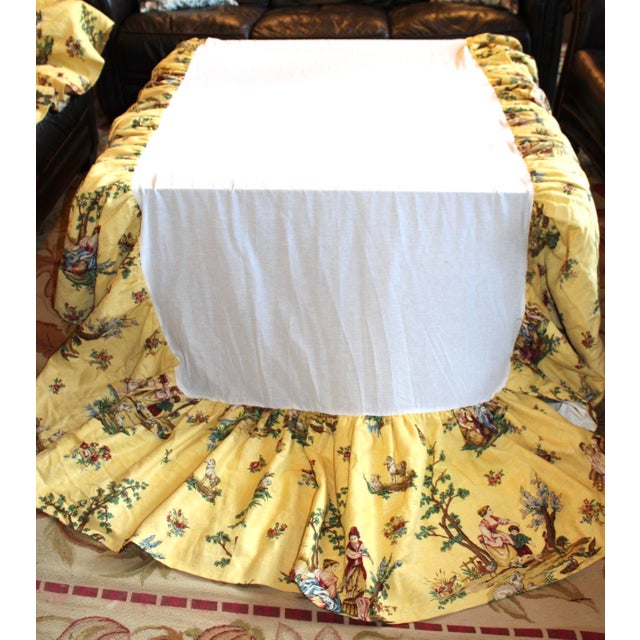 Vintage Pair of Schumacher Le Toile Du Marche Bedskirts in Twin XL. These were tailored beautifully and lined to give the...