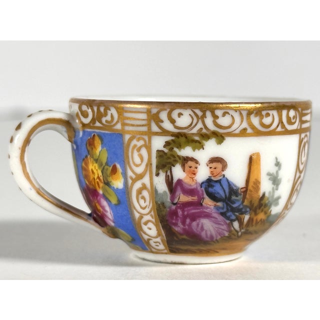 Royal Blue Helena Wolfsohn Dresden Miniature Cup & Saucer With Augustus Rex Mark c.1879-83 For Sale - Image 8 of 15