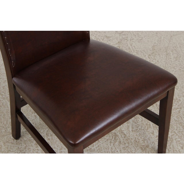 Brown Set of 6 Stickley Leather Dining Chairs For Sale - Image 8 of 15