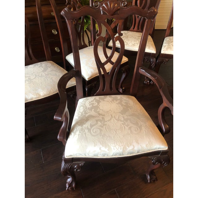 Wood 1990s Century Furniture Claridge Banquet ExtensionSet Table, 2 Arm Chairs, 6 Side Chairs. Set of 8 For Sale - Image 7 of 15