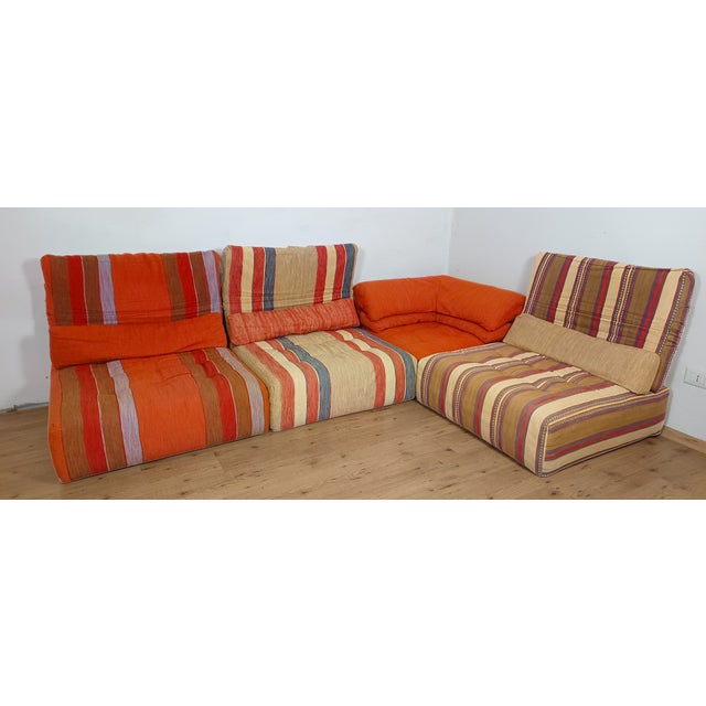 Roche Bobois modular sofa with three linear modules and a corner section, original fabric in excellent condition. This...