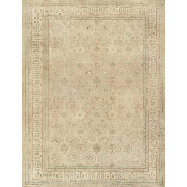 Taupe Handwoven Tabriz Style Wool Revival Rug For Sale - Image 8 of 8