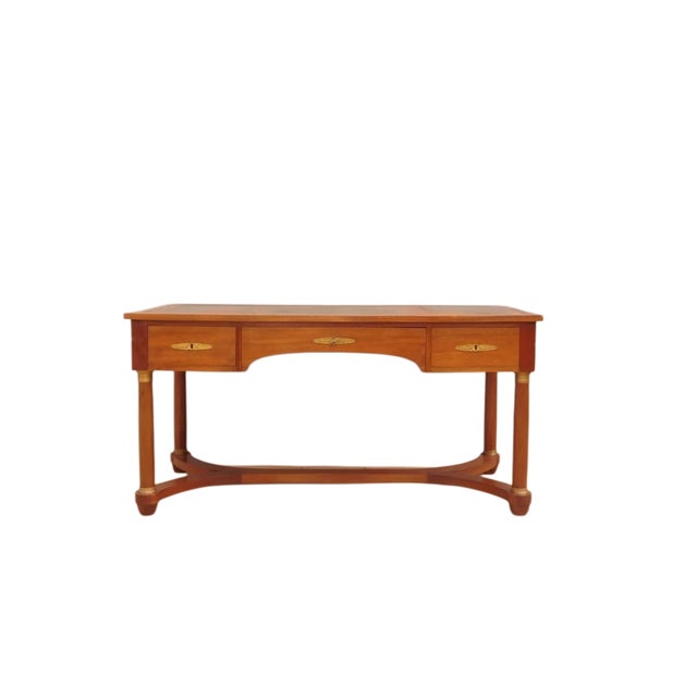 Wood Vintage Empire-Style Center Desk with Bronzes, 1950s For Sale - Image 7 of 7