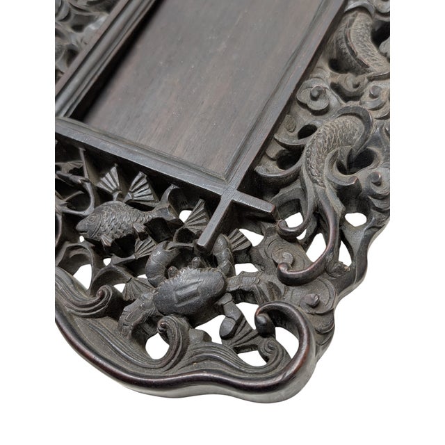 Antique Japanese Carved Wood Dragon & Fish Frame For Sale - Image 4 of 6