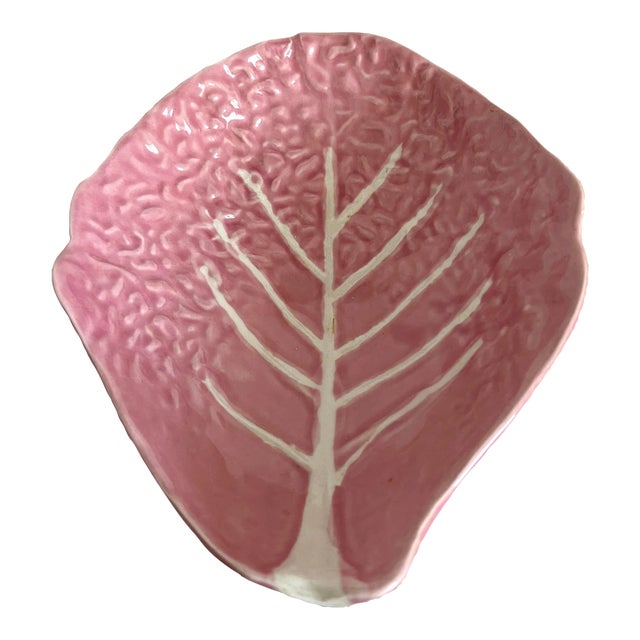 Vintage Pink Cabbage Leaf Majolica Serving Bowl Chairish