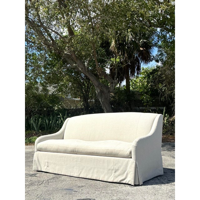 Contemporary Vintage Boho Charles Stewart Pinstripe Sofa For Sale - Image 3 of 12