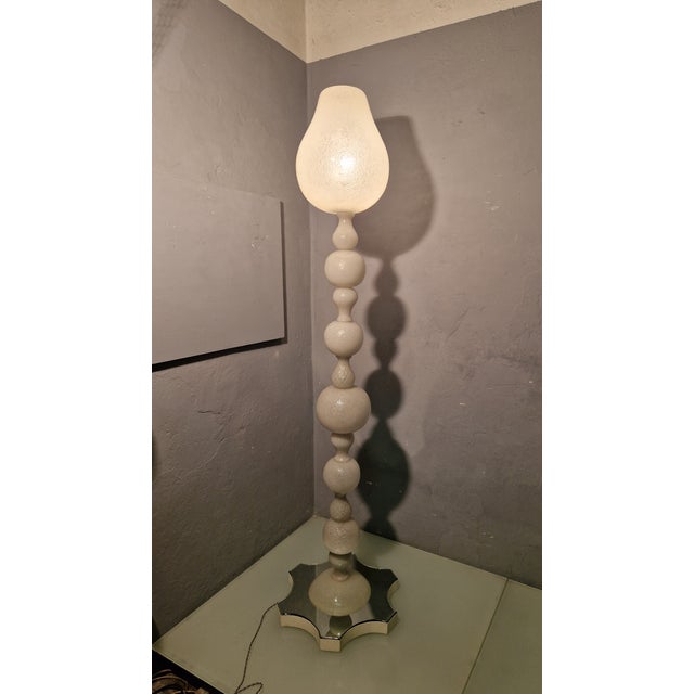 Floor Lamp in Pulegoso Wood and Glass with Mirrored Base from Barovier & Toso, 1940s For Sale - Image 12 of 12