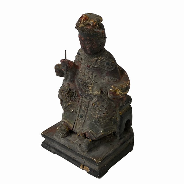 Figurative Vintage Chinese Wooden Carved Home Guardian Deity Figure For Sale - Image 3 of 7