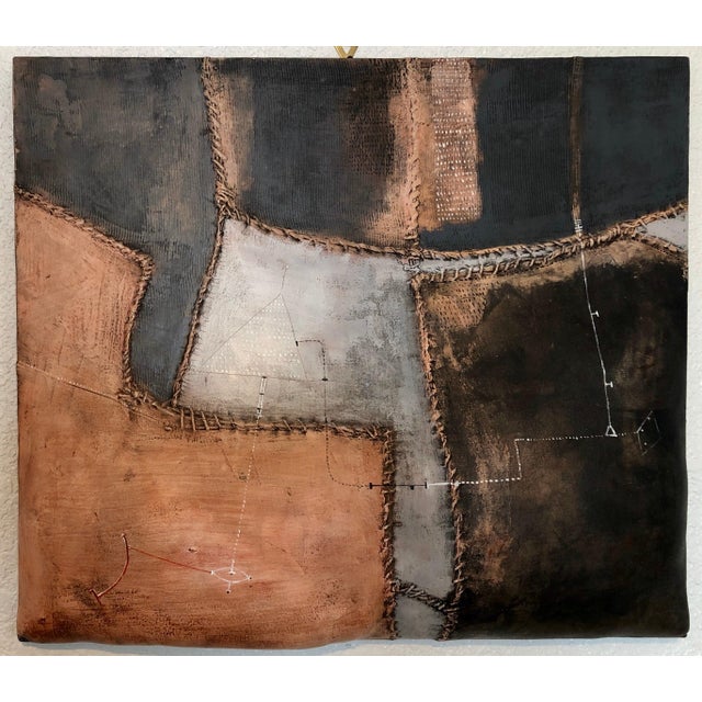 Brown Max Marra, Italian Modernist Abstract Sculpture Painting Shaped Canvas Brutalist Collage, 2002 For Sale - Image 8 of 15