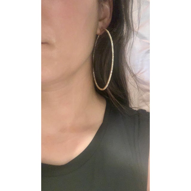 4.5 Carat Very Large Diamond Hoop Gala Cocktail Earrings in 14 Karat Yellow Gold For Sale - Image 13 of 18