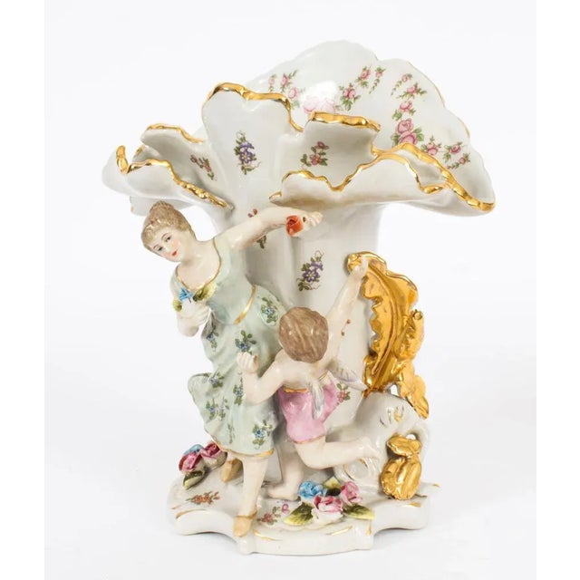 Ceramic Vintage 20th Century Delightful Dresden Porcelain Spill Vases, 1980s, Set of 2 For Sale - Image 7 of 18