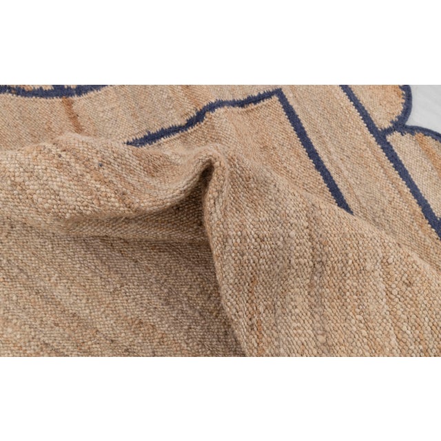 Navy Jute Wool Premium Handwoven Scalloped Rug 3x12 Ft. For Sale - Image 9 of 13