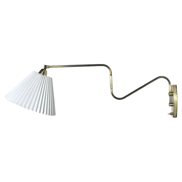 Danish Brass Swing Arm Wall Lamp, 1950s For Sale