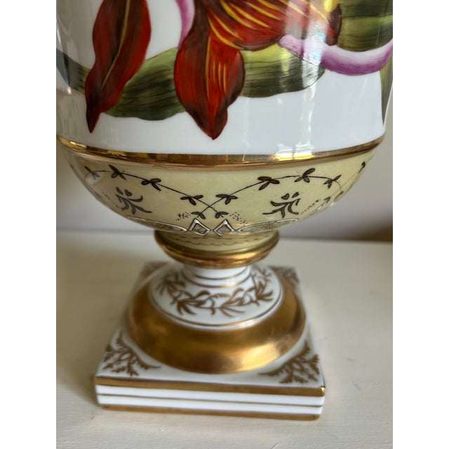 Vintage Chelsea House Neoclassical Urn Style Hand Painted & Gold Planters ~ a Pair For Sale - Image 10 of 12