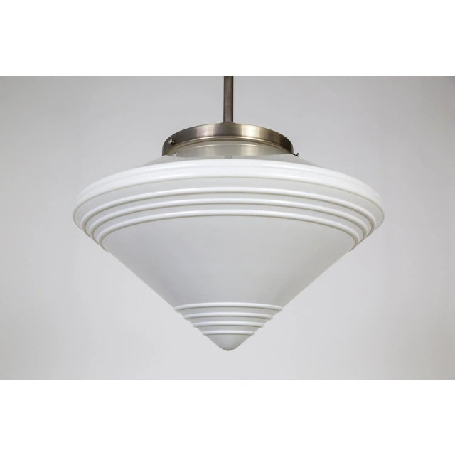 1920s Large Art Deco Milk Glass Spinning Top Pendant For Sale - Image 4 of 7