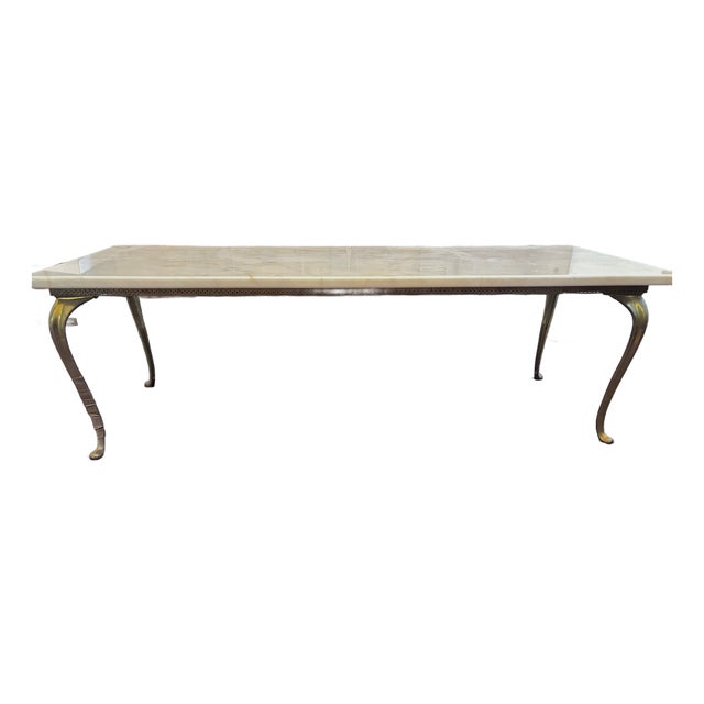 Early 20th Century Stunning Marble Slab With Brass Base For Sale