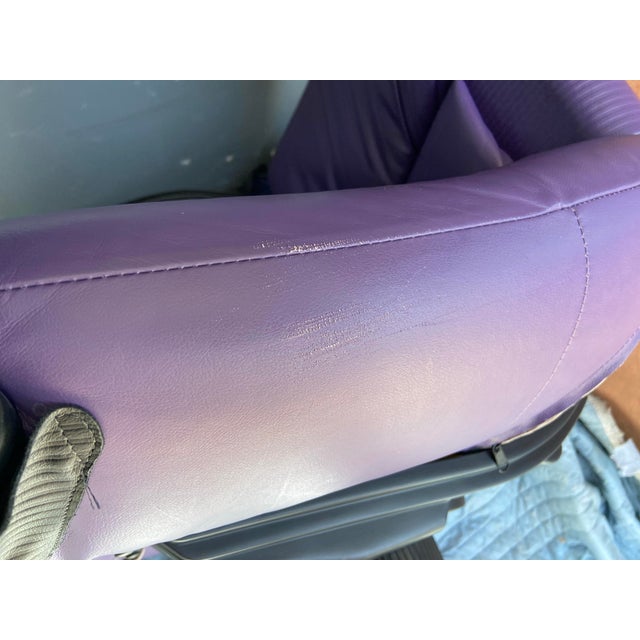 1990s Mario Bellini Vitra Figura Post Modern Purple Leather Desk Chair For Sale - Image 9 of 12