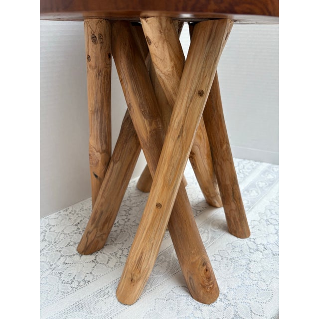 Farmhouse Natural Wood Sculptural Stool With Nine Legs For Sale - Image 3 of 8