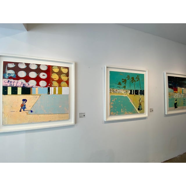 Early 21st Century Dan Parry-Jones, Girls, Pool and Palm Trees, 2025, Mixed Media, Framed For Sale - Image 5 of 8