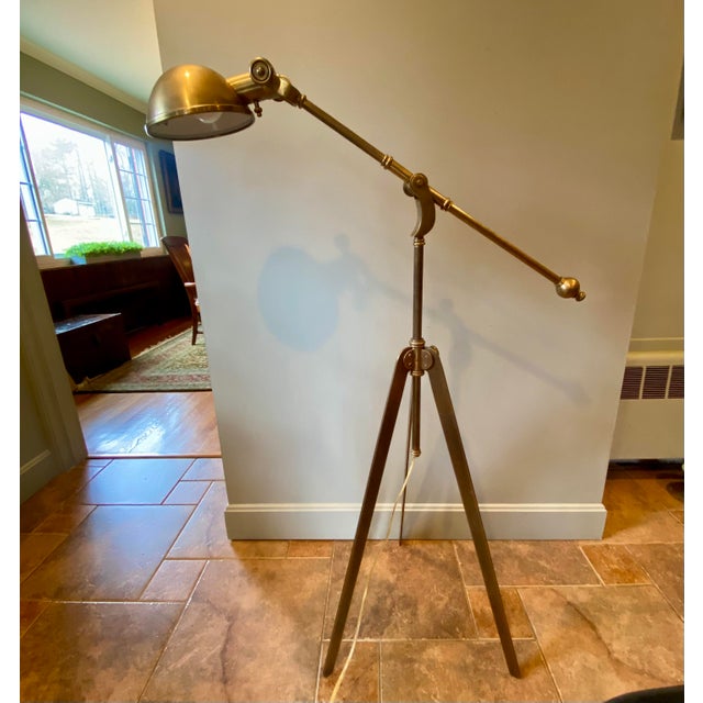 1990s E.F. Chapman Visual Comfort Brass Pimlico Pharmacy Boom Arm Lamp For Sale - Image 14 of 16
