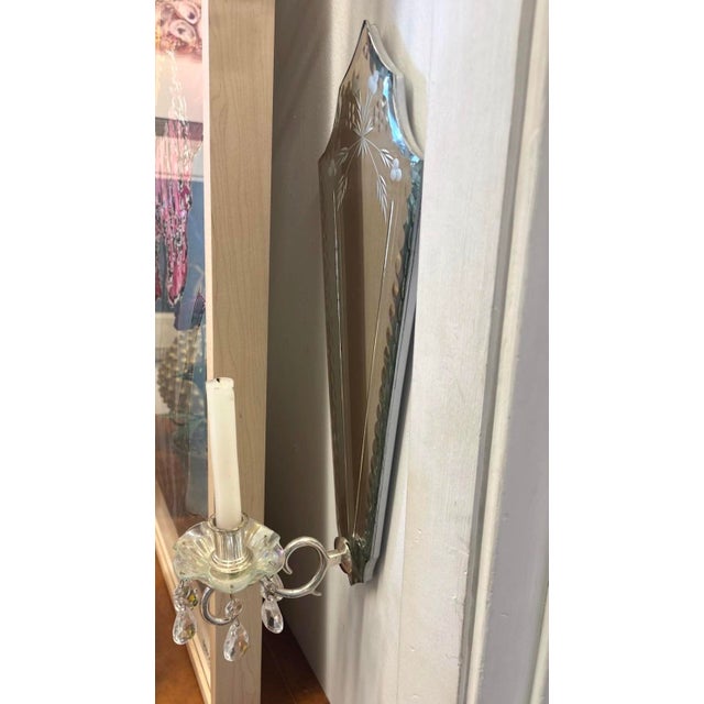 Silver Pair of Venetian Style Mirrored Wall Sconces For Sale - Image 8 of 9