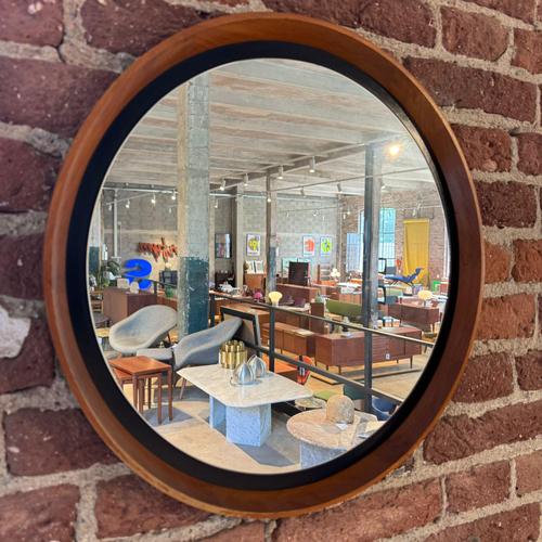 Round Teak Mirror Denmark (1960s) For Sale - Image 4 of 4