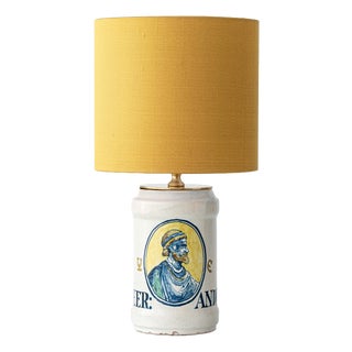 Italian Apothecary Pharmacy Albarello Ceramic Table Lamp from Deruta, 1870s For Sale