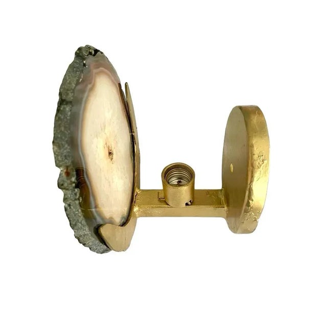 Natural Agate "Marta” Wall Sconce by Marjorie Skouras, Gold Finish - a Pair For Sale - Image 6 of 7