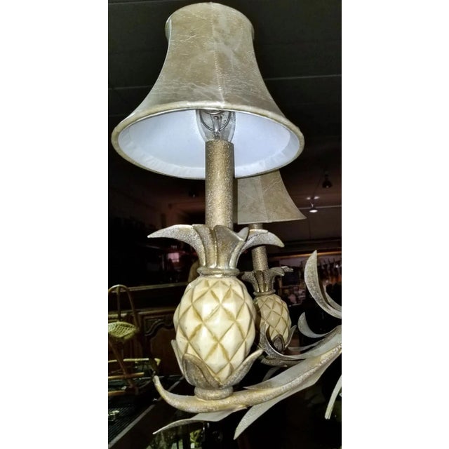 Mint 1980s Quoizel Pineapple Tole Chandelier For Sale - Image 8 of 13