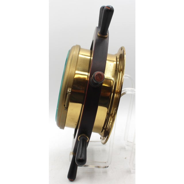 Circa 1970 ship's wheel clock & barometer set by August Schatz & Sohne, Germany. Royal Mariner clock is running; strikes...
